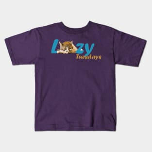 Lazy Cat Tuesdays Kids T-Shirt